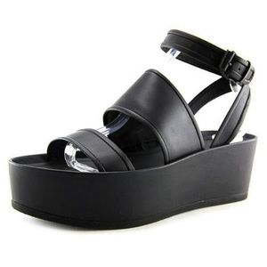 Vince Black Leather Platform Sandal Size 8